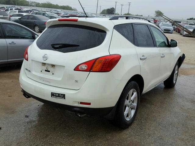 JN8AZ18U89W014511 - 2009 NISSAN MURANO S WHITE photo 4