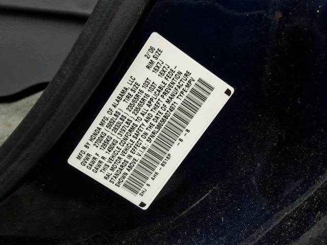 5FNRL38656B074971 - 2006 HONDA ODYSSEY BLUE photo 10