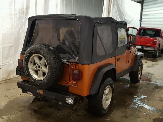 1J4FA29P21P353930 - 2001 JEEP WRANGLER / ORANGE photo 4