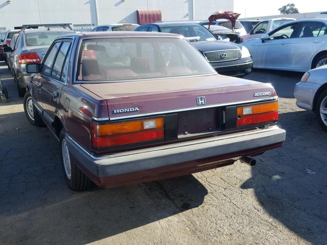 JHMAD7436EC119844 - 1984 HONDA ACCORD 180 BURGUNDY photo 3