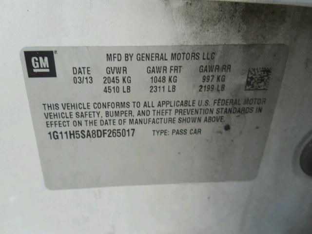 1G11H5SA8DF265017 - 2013 CHEVROLET MALIBU LTZ 银色 照片 10