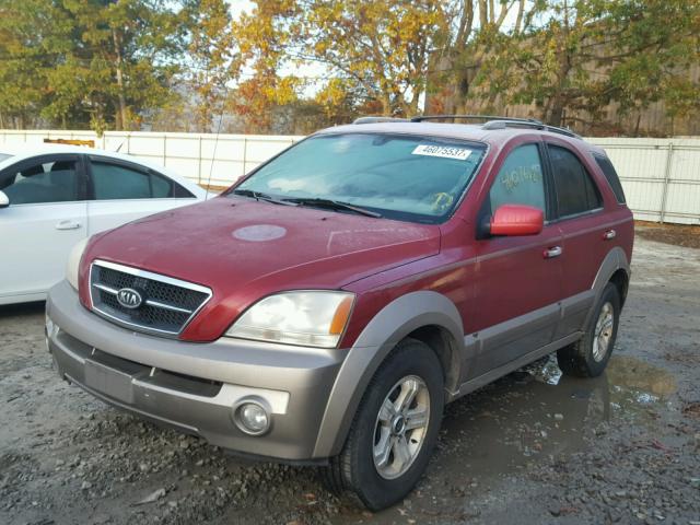 KNDJD733145271682 - 2004 KIA SORENTO MAROON photo 2