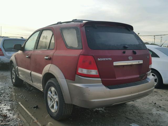 KNDJD733145271682 - 2004 KIA SORENTO MAROON photo 3