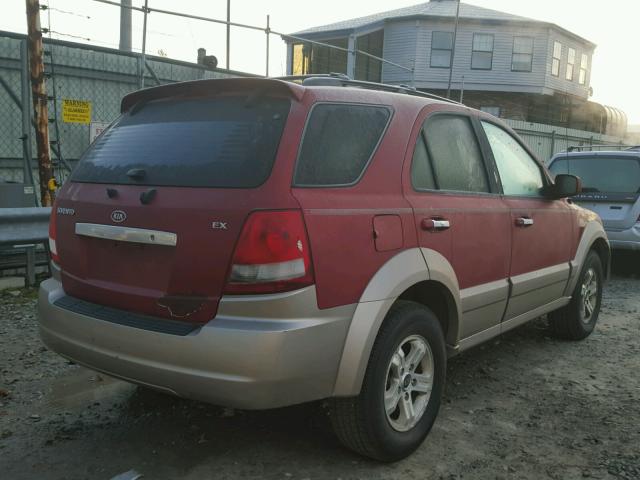 KNDJD733145271682 - 2004 KIA SORENTO MAROON photo 4