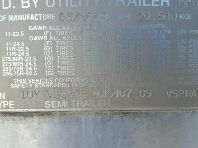 1UYVS24839U648709 - 2009 UTILITY TRAILER WHITE photo 10