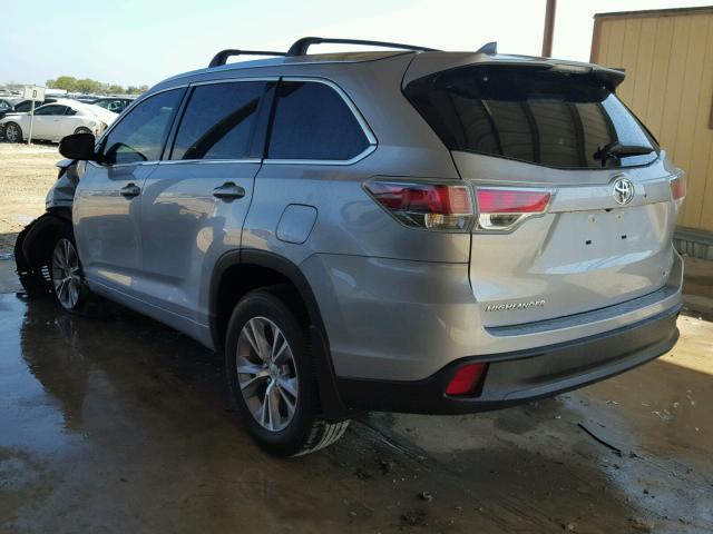 5TDKKRFH1FS119153 - 2015 TOYOTA HIGHLANDER SILVER photo 3