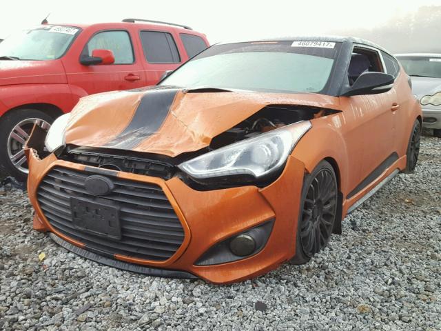 KMHTC6AE1DU142689 - 2013 HYUNDAI VELOSTER T ORANGE photo 2