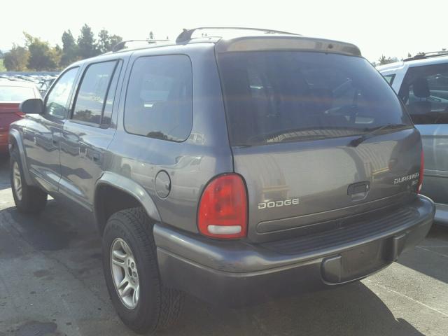 1D4HS48Z83F598298 - 2003 DODGE DURANGO SL GRAY photo 3