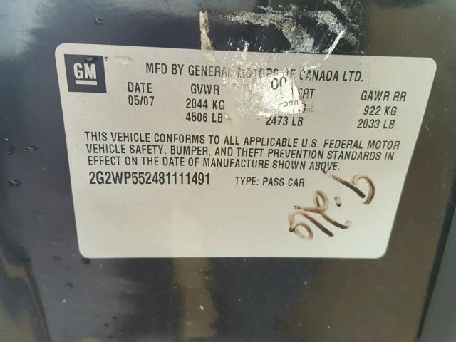 2G2WP552481111491 - 2008 PONTIAC GRAND PRIX 棕色 照片 10