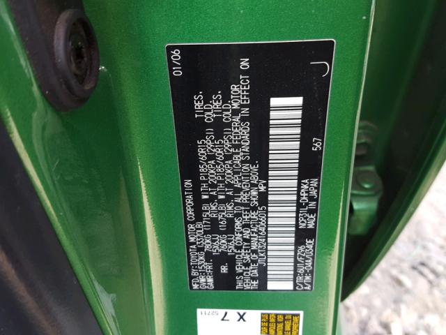 JTLKT324164066015 - 2006 TOYOTA SCION XB Yaşıl foto 10