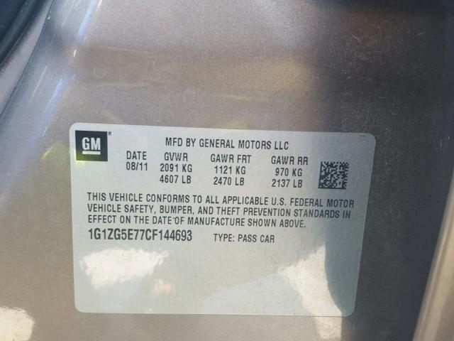 1G1ZG5E77CF144693 - 2012 CHEVROLET MALIBU LTZ 棕色 照片 10