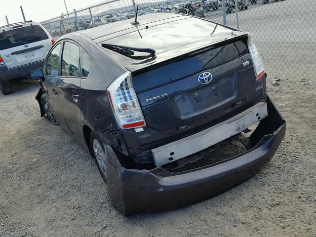 JTDKN3DU6A0151211 - 2010 TOYOTA PRIUS GRAY photo 3