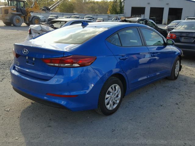 KMHD74LF1HU074869 - 2017 HYUNDAI ELANTRA SE BLUE photo 4