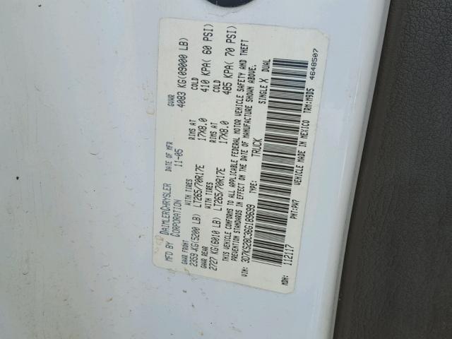 3D7KS28C36G189699 - 2006 DODGE RAM 2500 S თეთრი ფოტო 10