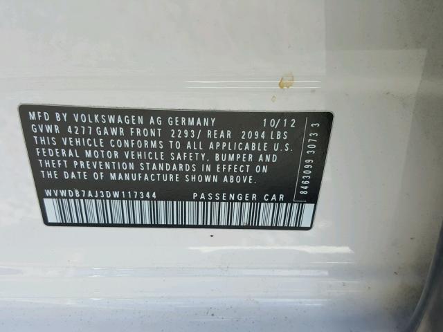 WVWDB7AJ3DW117344 - 2013 VOLKSWAGEN GOLF 白色 照片 10