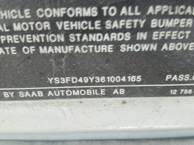 YS3FD49Y361004165 - 2006 SAAB 9-3 BASE SILVER photo 10