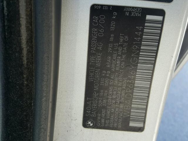 WBADR6346YGN91444 - 2000 BMW 540 IT AUT ვერცხლისფერი ფოტო 10