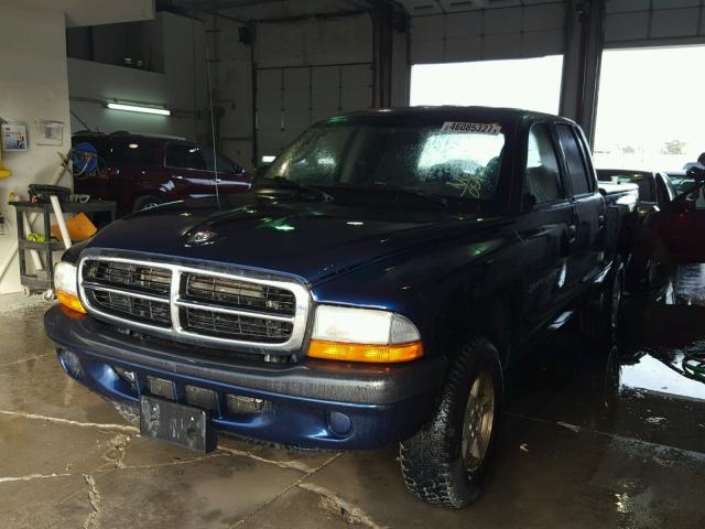 1B7HG2ANX1S340590 - 2001 DODGE DAKOTA QUA BLUE photo 2