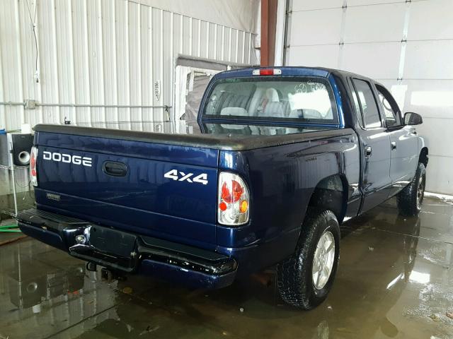 1B7HG2ANX1S340590 - 2001 DODGE DAKOTA QUA BLUE photo 4