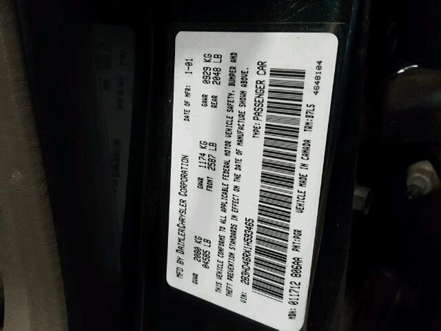 2B3HD46RX1H593465 - 2001 DODGE INTREPID S მწვანე ფოტო 10