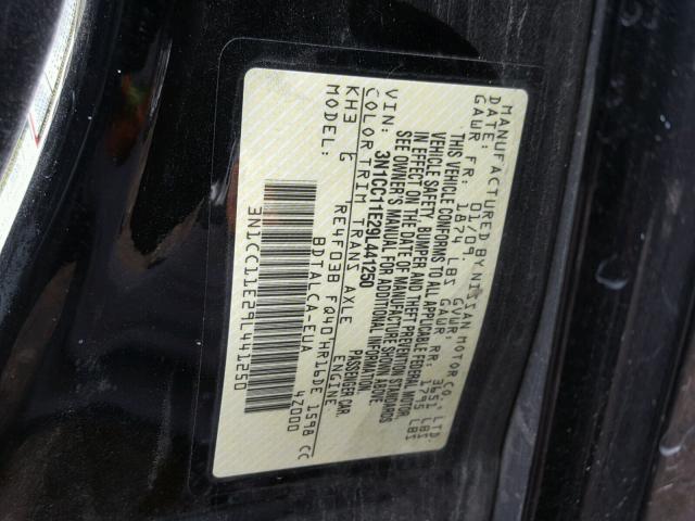 3N1CC11E29L441250 - 2009 NISSAN VERSA S BLACK photo 10