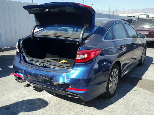 5NPE34AF2GH390698 - 2016 HYUNDAI SONATA SPO BLUE photo 4