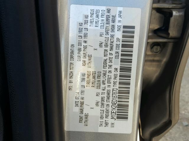 JM1DE1KZ4E0187870 - 2014 MAZDA MAZDA2 SPO GRAY photo 10