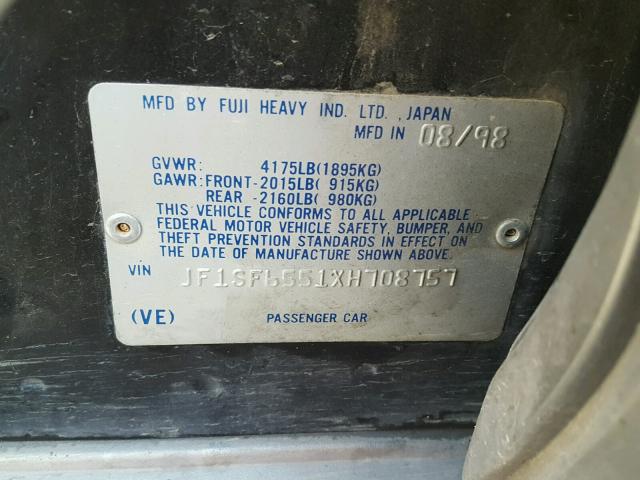 JF1SF6551XH708757 - 1999 SUBARU FORESTER S BLACK photo 10