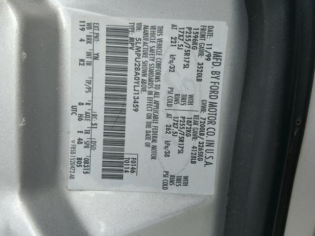 5LMPU28A0YLJ13459 - 2000 LINCOLN NAVIGATOR 灰色 照片 10