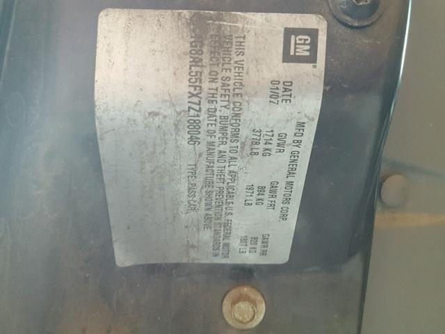 1G8AL55FX7Z188046 - 2007 SATURN ION LEVEL BLUE photo 10