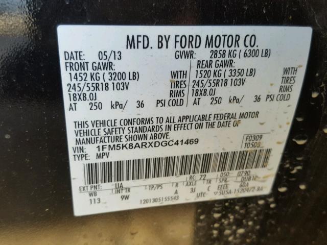 1FM5K8ARXDGC41469 - 2013 FORD EXPLORER P Qara foto 10