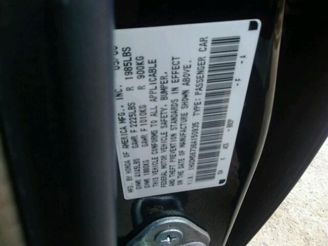 1HGCM56736A150935 - 2006 HONDA ACCORD BLACK photo 10