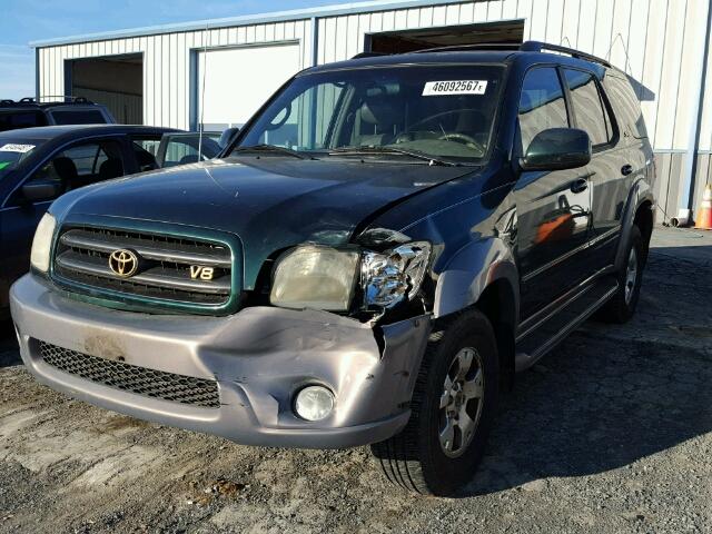 5TDBT44A12S092410 - 2002 TOYOTA SEQUOIA SR GREEN photo 2