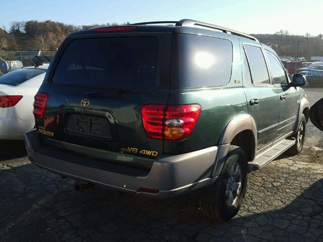 5TDBT44A12S092410 - 2002 TOYOTA SEQUOIA SR GREEN photo 4