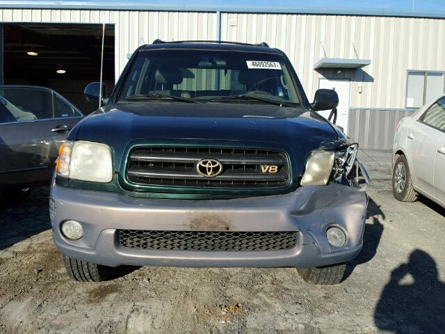 5TDBT44A12S092410 - 2002 TOYOTA SEQUOIA SR GREEN photo 9