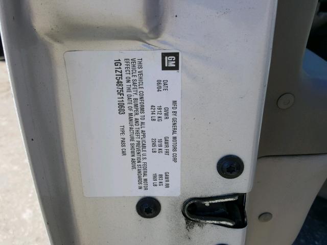 1G1ZT54875F110603 - 2005 CHEVROLET MALIBU LS ვერცხლისფერი ფოტო 10