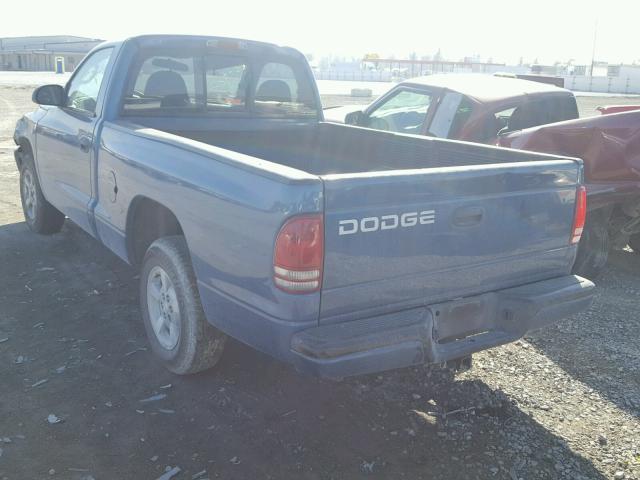 1B7FL36XX2S582414 - 2002 DODGE DAKOTA SPO BLUE photo 3