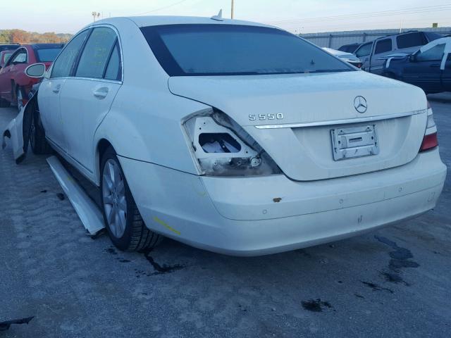 WDDNG71X57A124930 - 2007 MERCEDES-BENZ S 550 WHITE photo 3