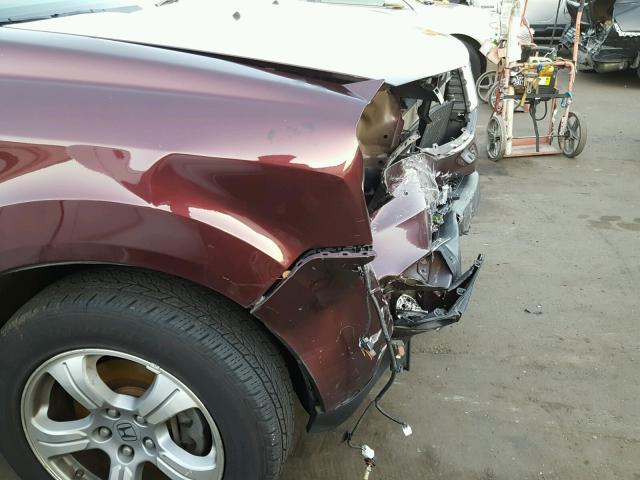 5FNYF4H56CB036659 - 2012 HONDA PILOT EXL MAROON photo 9