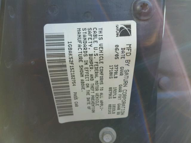 1G8AK52F15Z182754 - 2005 SATURN ION LEVEL 灰色 照片 10