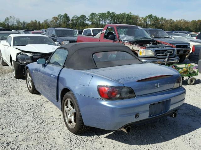 JHMAP114X3T007501 - 2003 HONDA S2000 BLUE photo 3