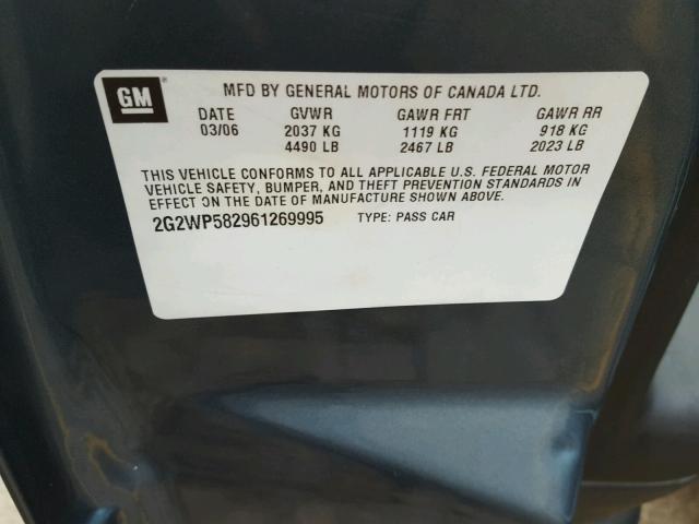 2G2WP582961269995 - 2006 PONTIAC GRAND PRIX BLUE photo 10