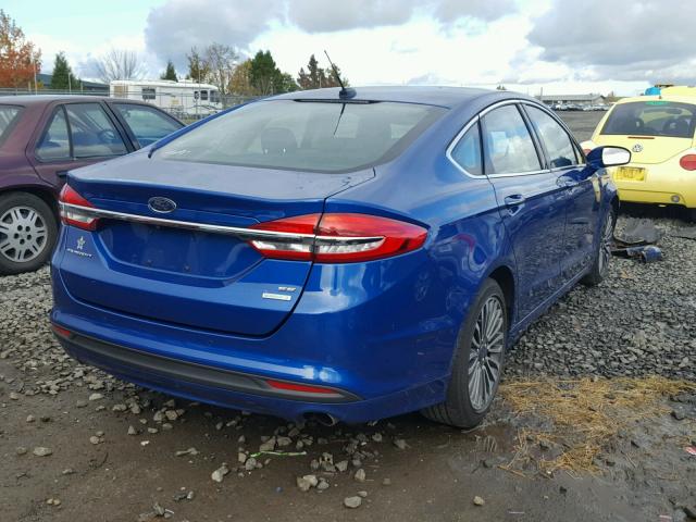 3FA6P0HD3HR330178 - 2017 FORD FUSION SE BLUE photo 4