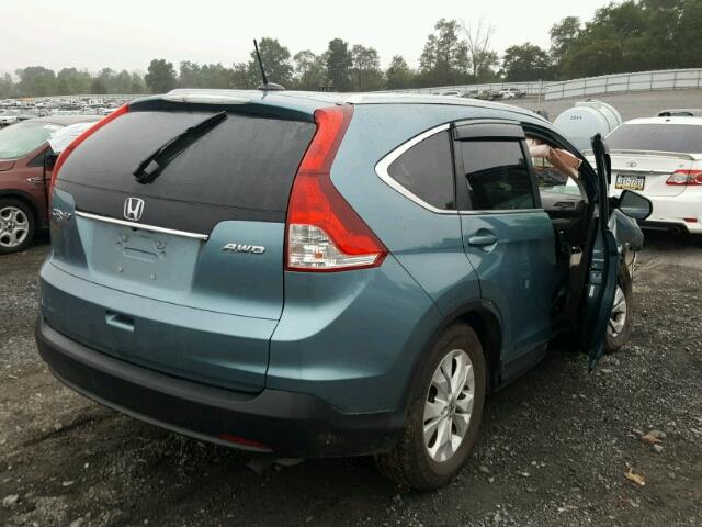 2HKRM4H78EH690904 - 2014 HONDA CR-V EXL BLUE photo 4