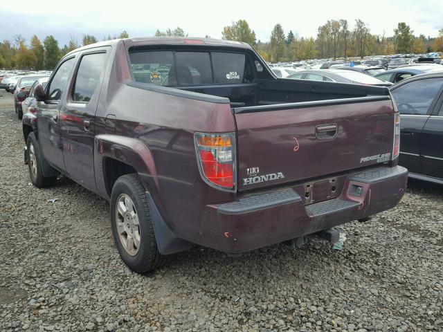 2HJYK16568H524326 - 2008 HONDA RIDGELINE PURPLE photo 3