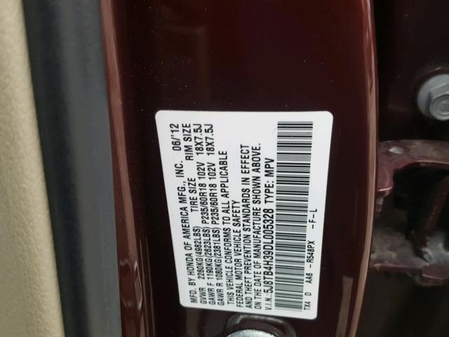 5J8TB4H39DL005328 - 2013 ACURA RDX BASE RED photo 10