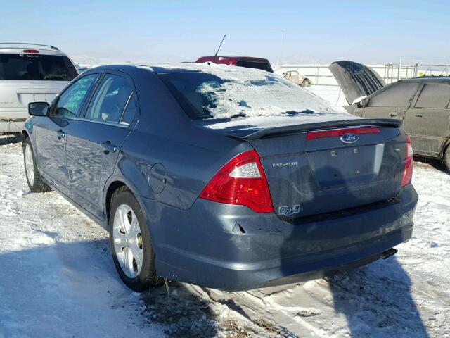 3FAHP0HA4CR117022 - 2012 FORD FUSION SE BLUE photo 3