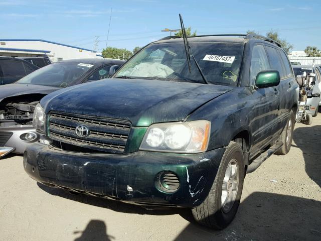 JTEGF21A320070753 - 2002 TOYOTA HIGHLANDER GREEN photo 2