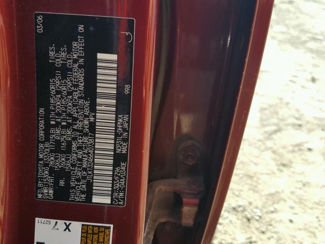 JTLKT324664073817 - 2006 TOYOTA SCION XB Rojo foto 10