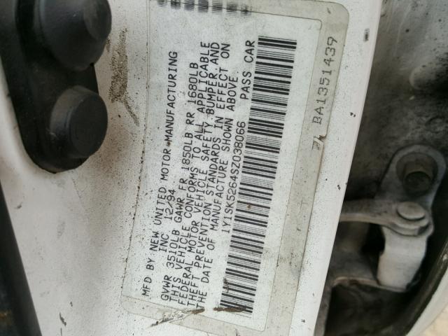 1Y1SK5264SZ038066 - 1995 GEO PRIZM BASE 白色 照片 10